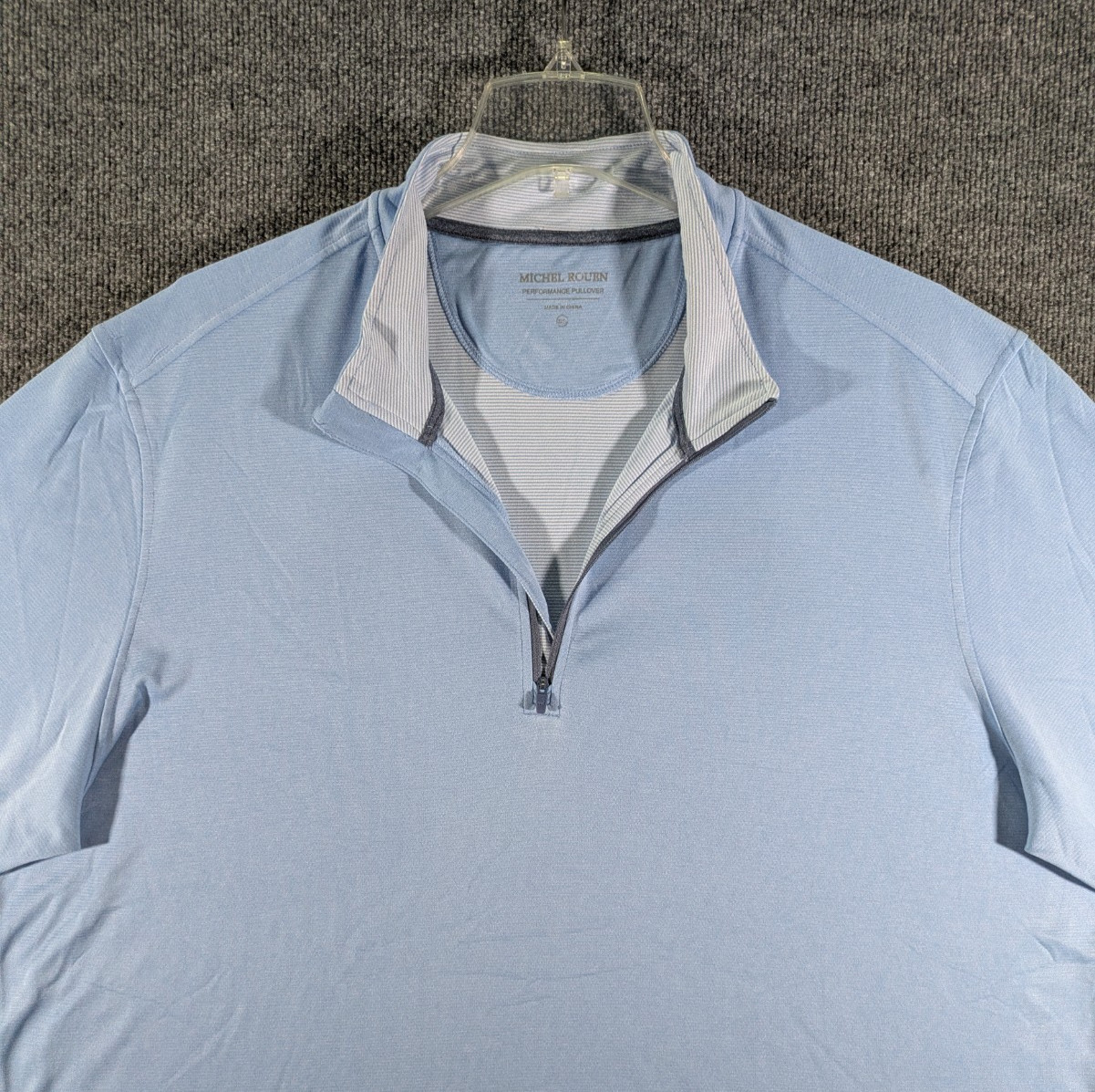 Michel Rouen Performance Pullover 1/4 Zip Golf Light Blue Mens 3XL Lightweight