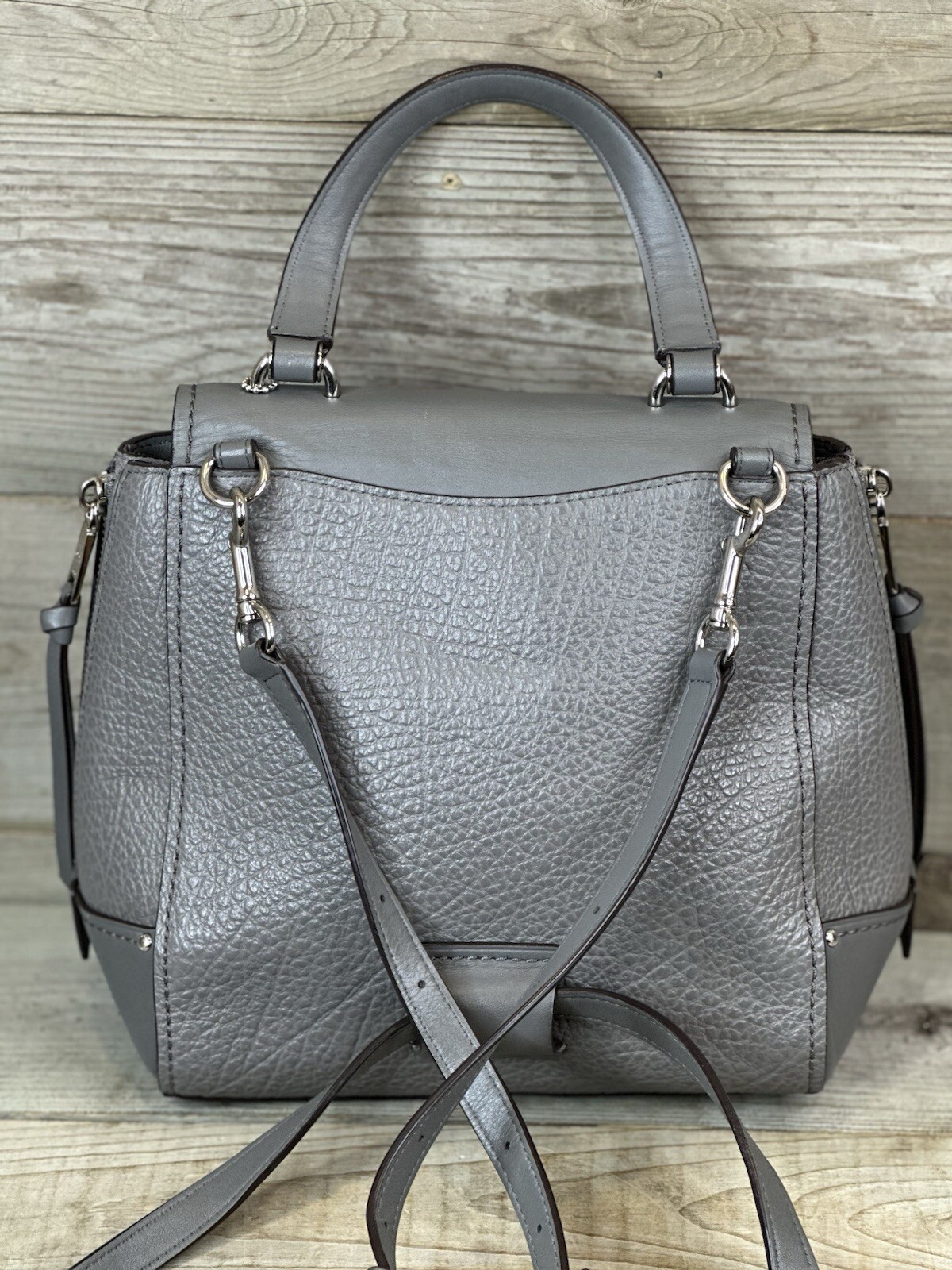 TRENDY Coach FAYE CONVERTIBLE BACKPACK 30525 Gray Leather Shoulder Bag Crossbody