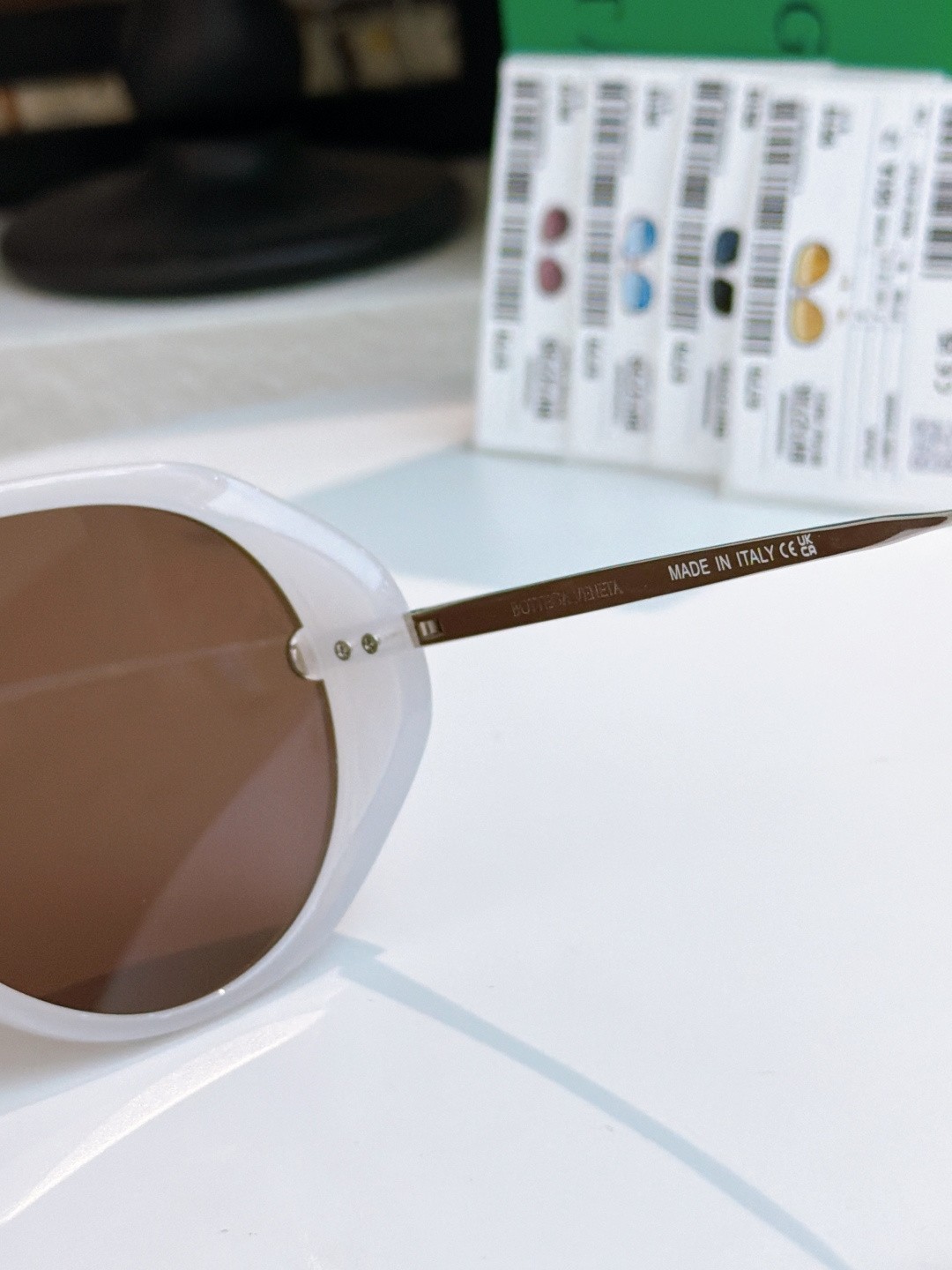 BOTTEGA VENETA BV1273S White Silver / Brown Size 180 Sunglasses New w/ Case