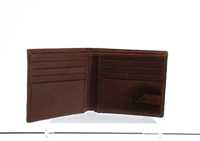 Wallet Mens Smooth Leather Bifold Leather Lining NEW Brown