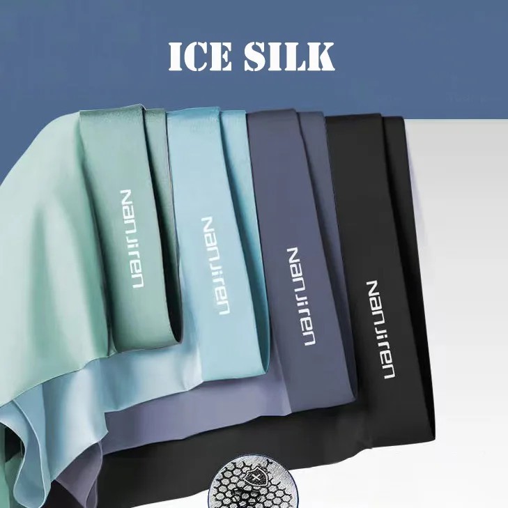 4pcs Boxer Shorts Men’s Ice Silk Underwear Male Underpants Breathable Sexy Thin