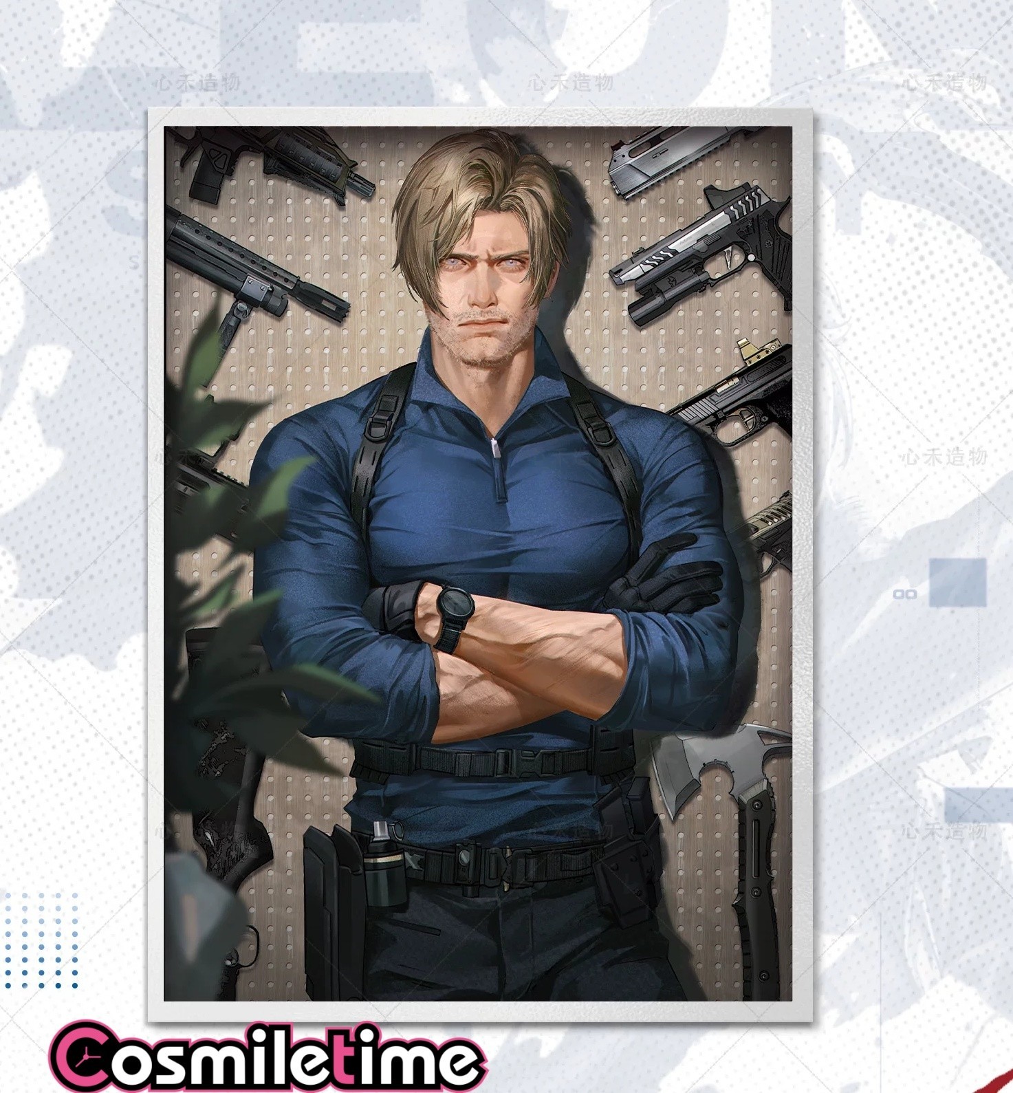 Leon Scott Kennedy Acrylic Stand Postcard Color Paper Badge Set Collection YZ