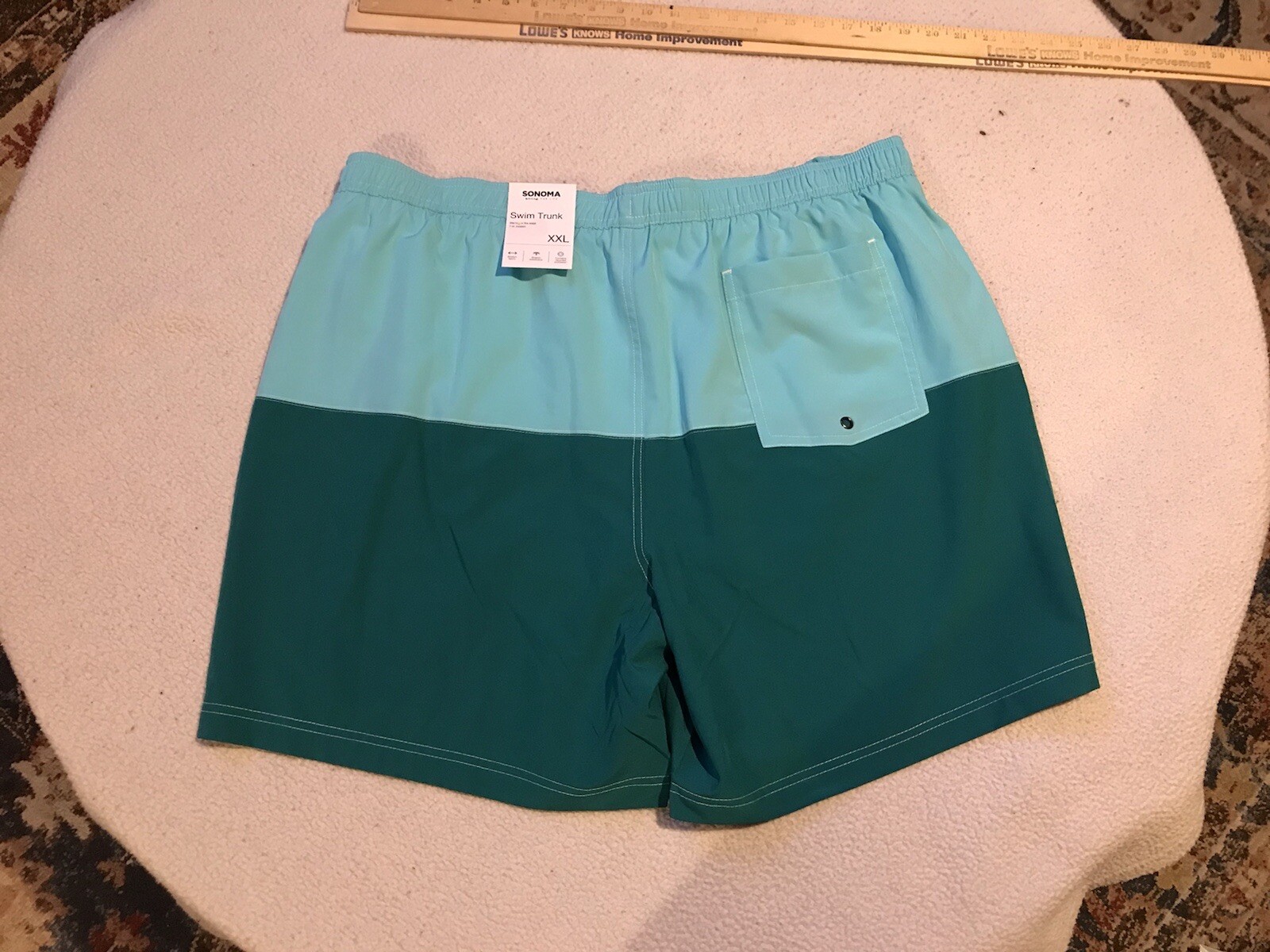SONOMA Full Elastic Waistband Swim Trunks 2XL Blue On Blue Mesh Lined Men’s New