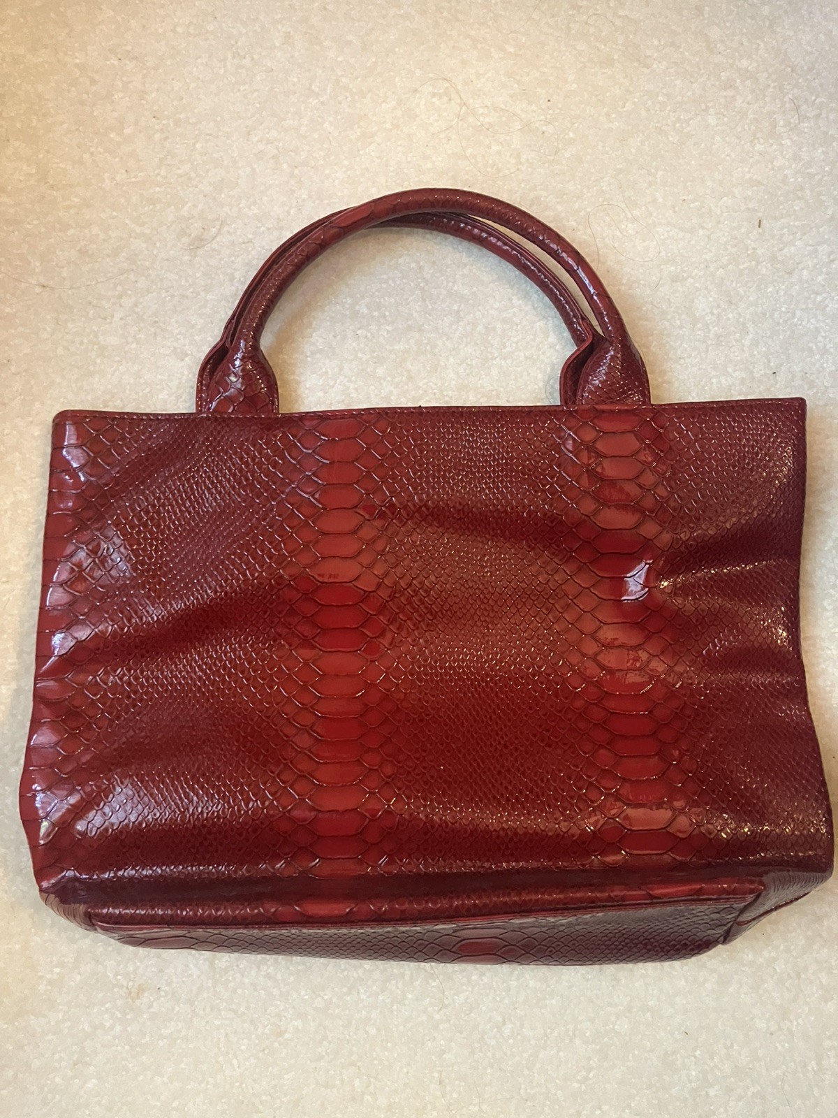 Shiseido Red Crocodile Embossed Print Bag 13″ x 10″ x 3″