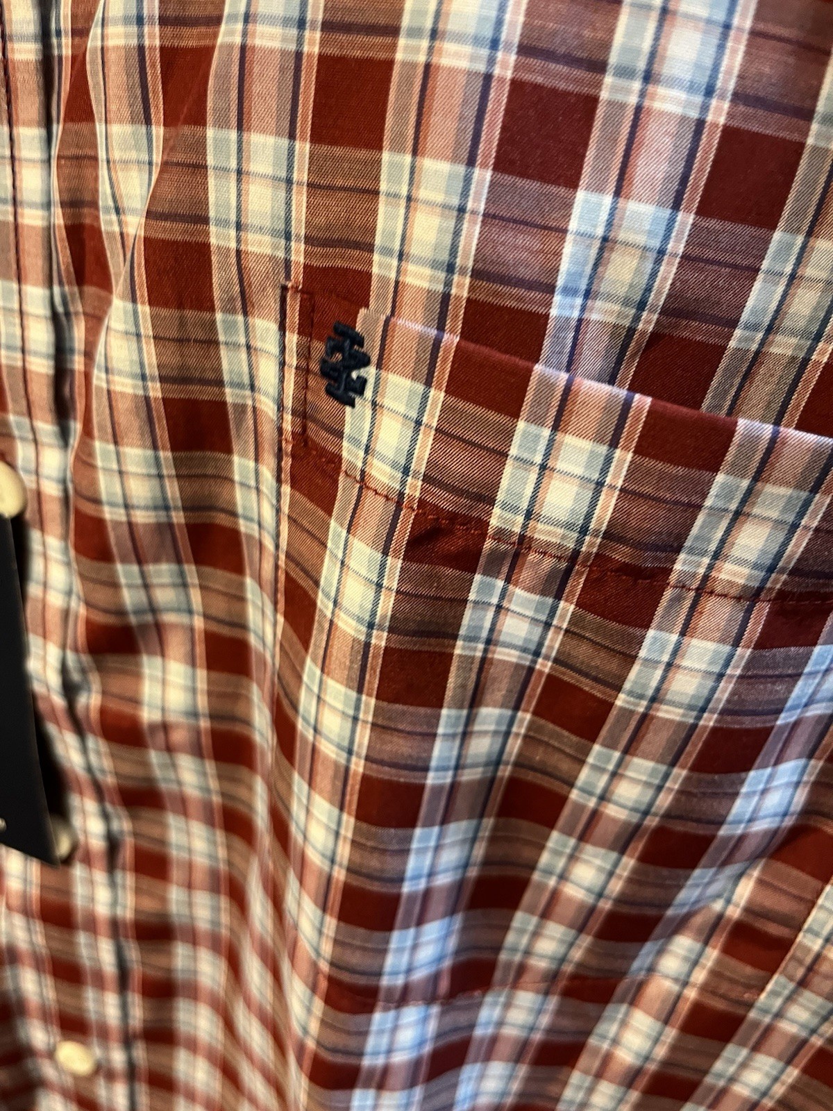 IZOD Men’s SS Button Down Breeze Shirt Red Blue Plaid XXL Cotton Poly – NWT