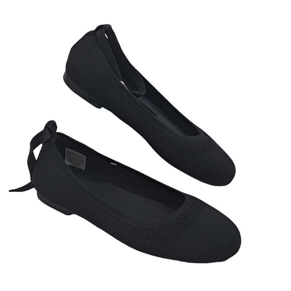 Burudani Black Knit Mary Jane Round Flats Women’s Size 7.5 Comfort Slip-On Shoes