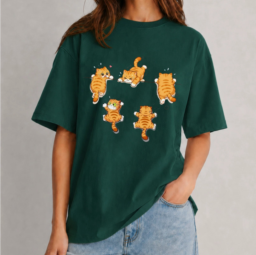 Funny Orange Tabby Cat Shirt Cute Cats Climbing Hanging On Graphic Cat Lover Tee