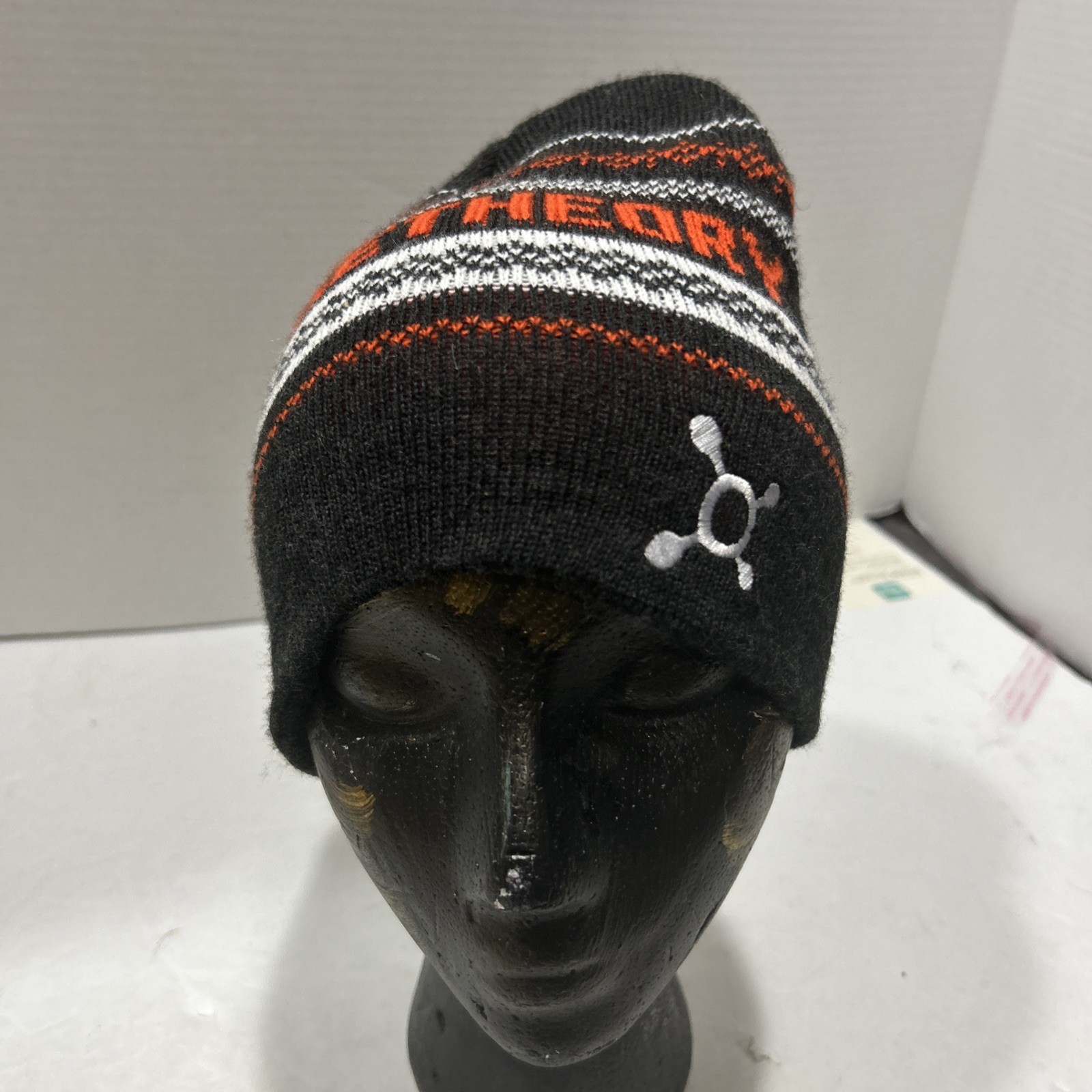 Orange Theory Fitness Winter Knitted Beanie Hat Toque Black Charcoal Gray Stripe