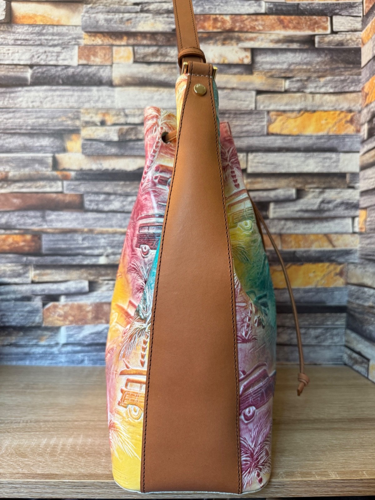 Brahmin Celebrate Copa Cabana Marlowe, Multi-Colored blue, yellow, pink, etc