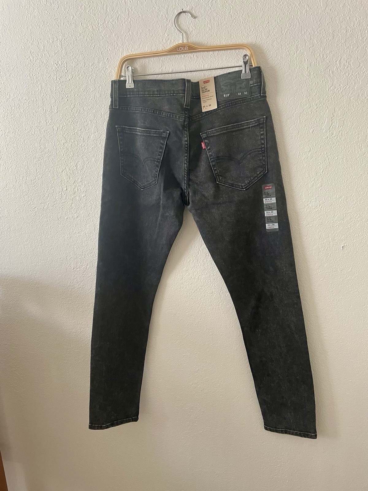 Levi’s Men’s Slim Taper Stretch Jeans Charcoal Wash Black Mid Rise Denim