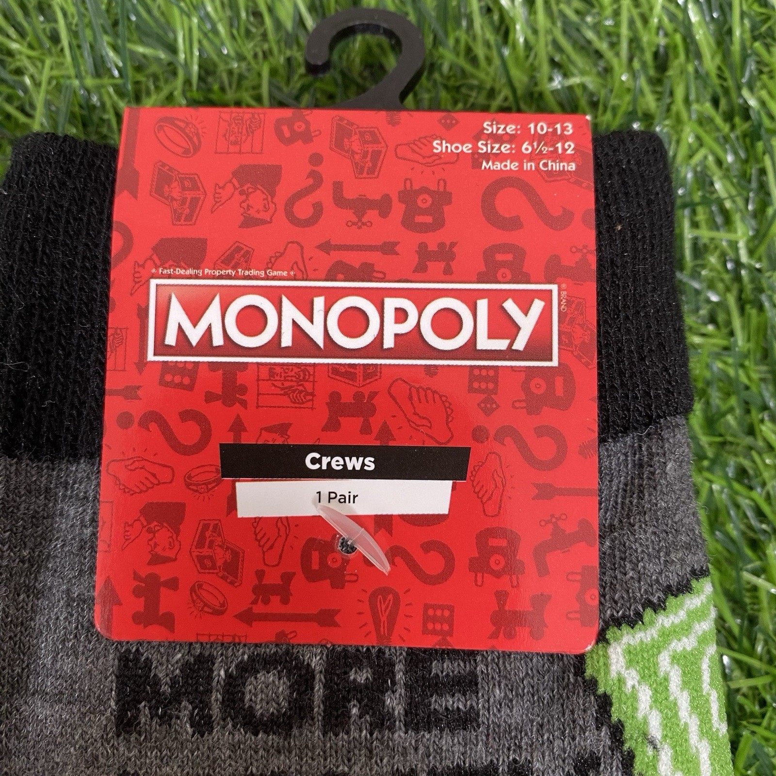 Hasbro Monopoly Board Game Mens Novelty Crew Socks Money Dress Socks 1 Pair