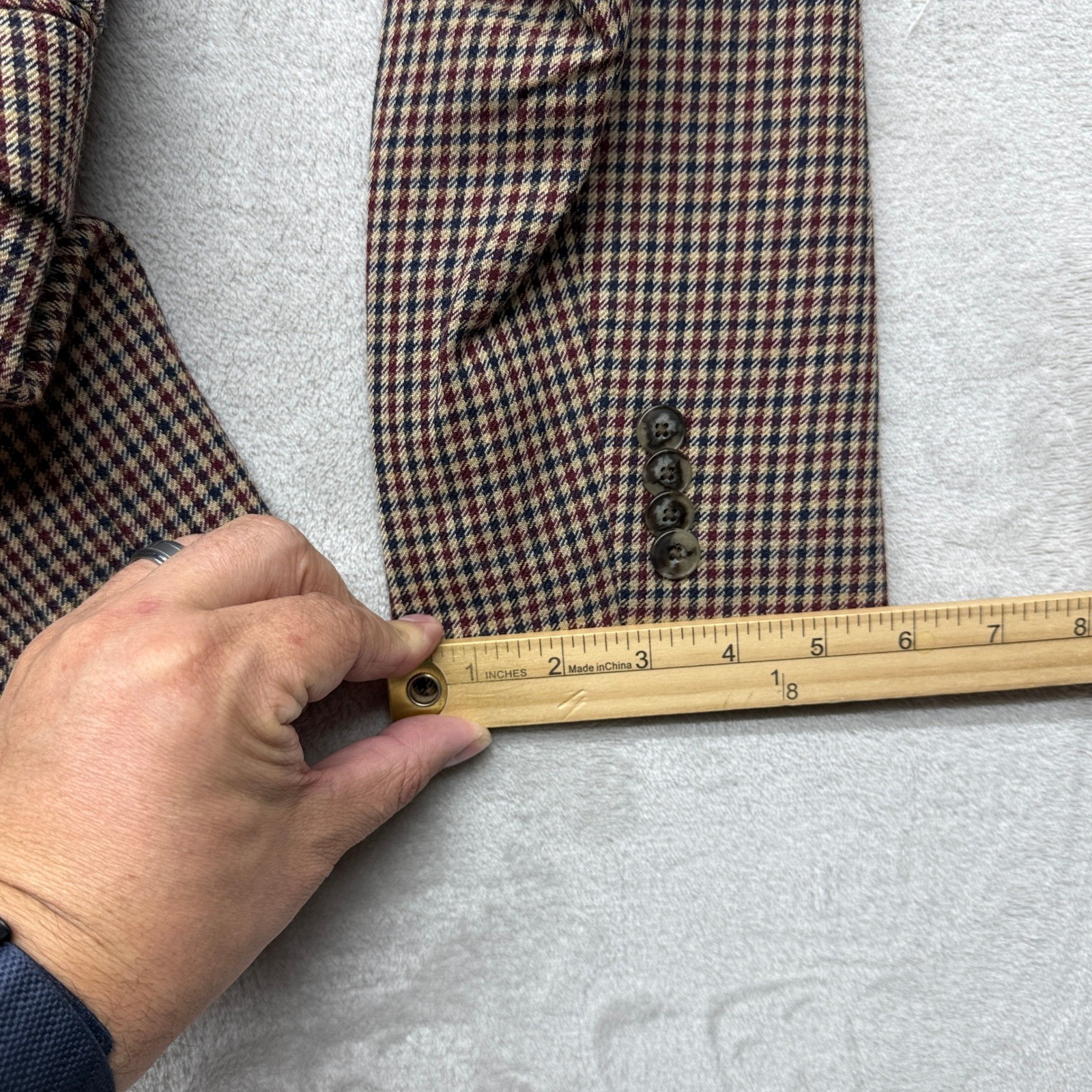 Jos. A. Bank Blazer Mens 40R Brown Houndstooth 1905 Collection Slim Fit Wool