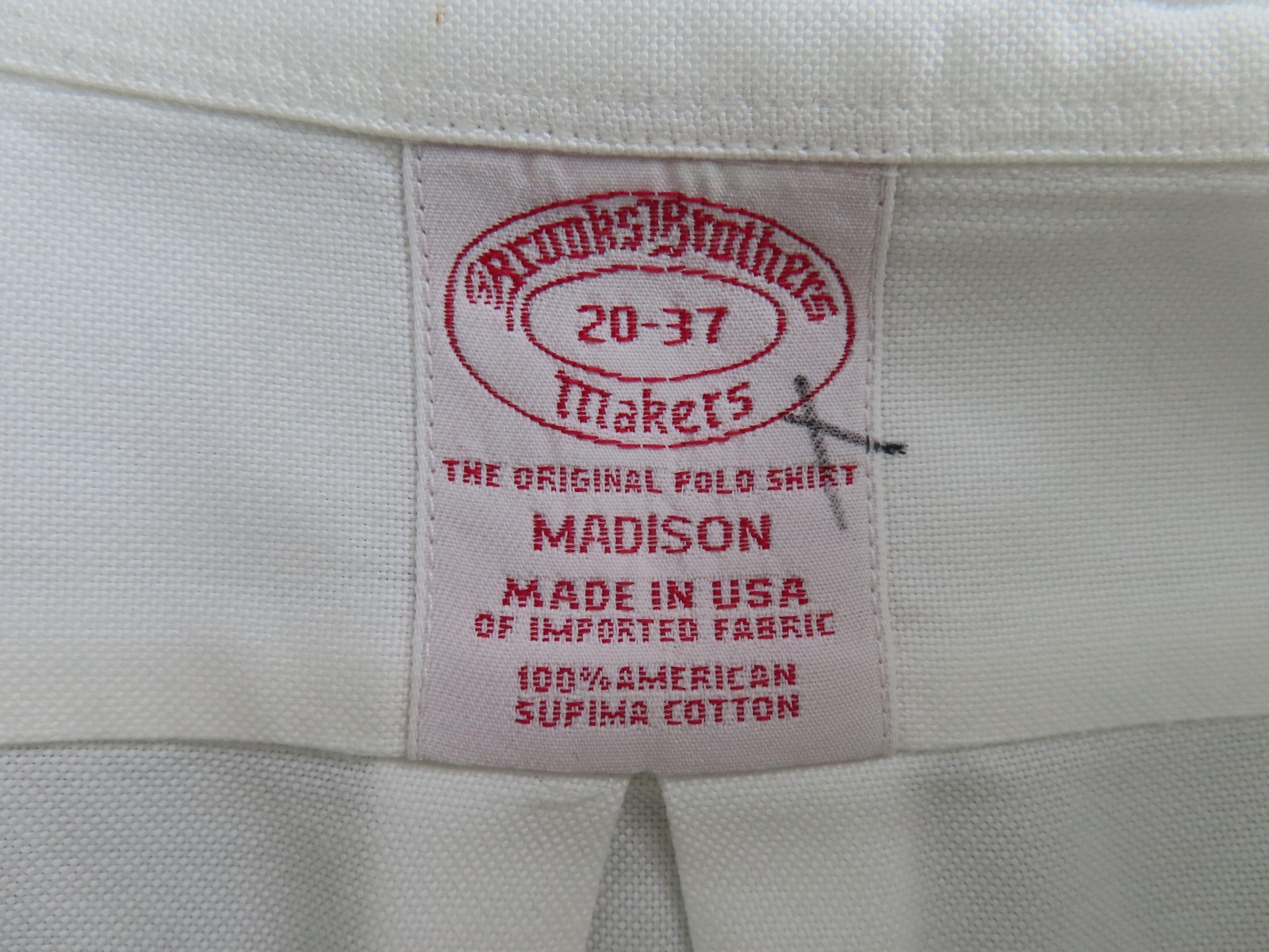 Brooks Brothers Shirt Mens 20 36/37 White Solid Madison Dress Oxford USA Cotton