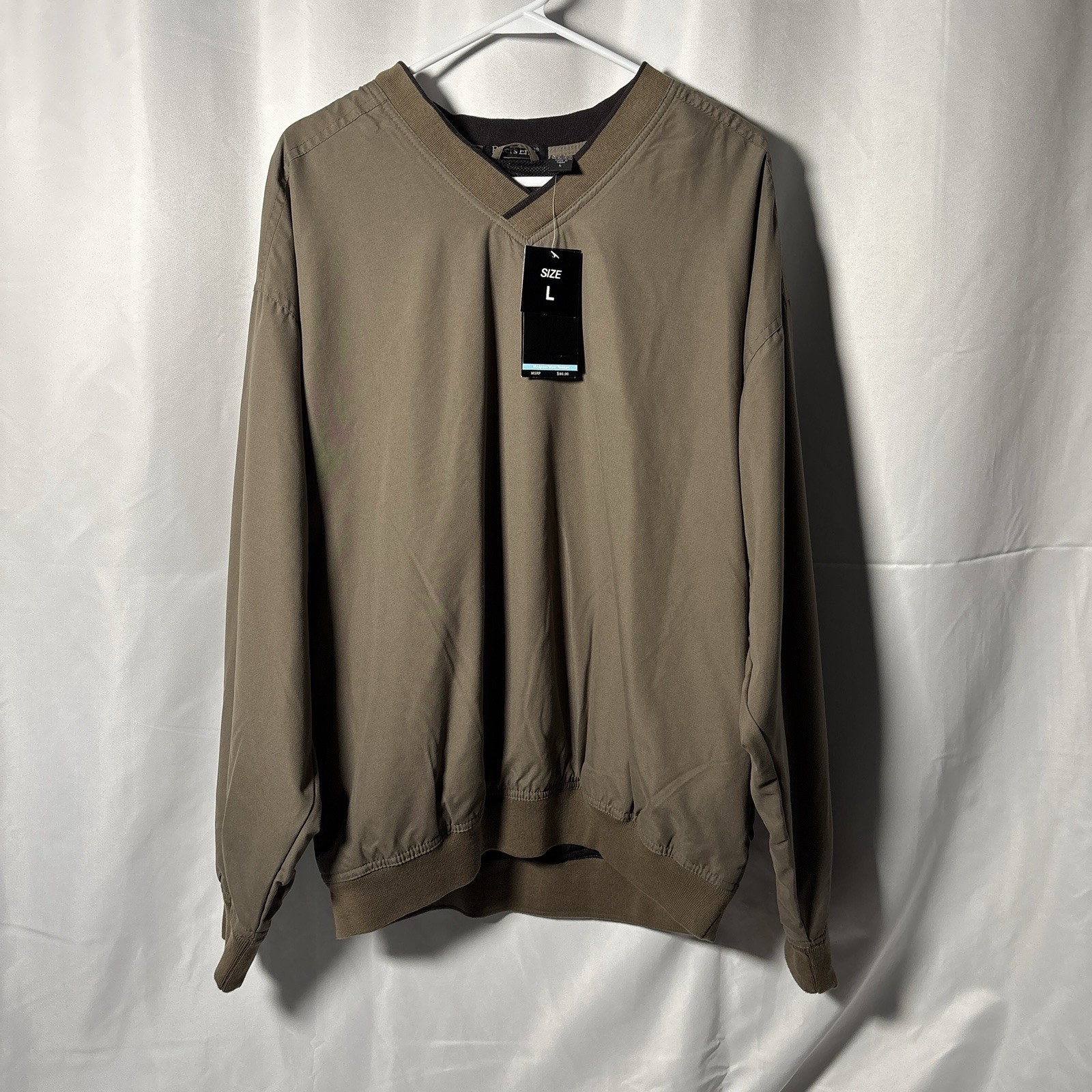 Tan River’s End Golf Pullover, V-neck Windbreaker, Men’s Size Large