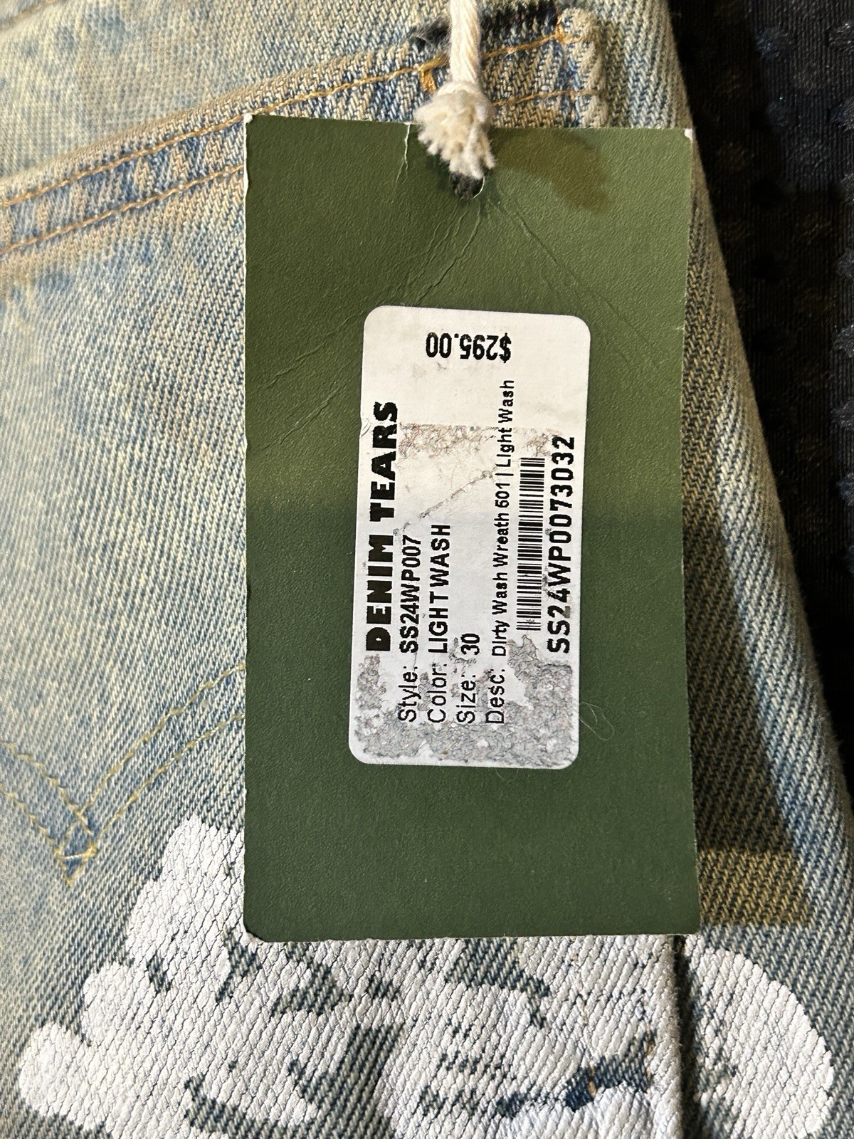 NWT DENIM TEARS Levi’s Floral Straight 501 Jeans Blue Cotton Regular Fit 30 x 32