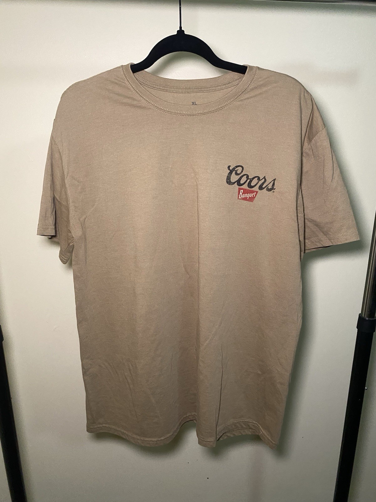 Coors Beige Double-Sided Graphic Logo Crew Neck Short Sleeve T-Shirt Men XL