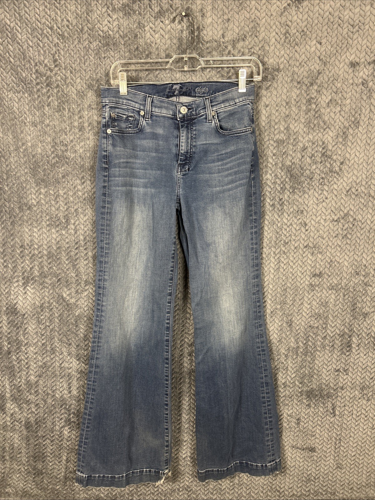 7 For All Mankind Dojo Jeans Womens 28 Blue Flare Mid Rise Medium Wash Denim