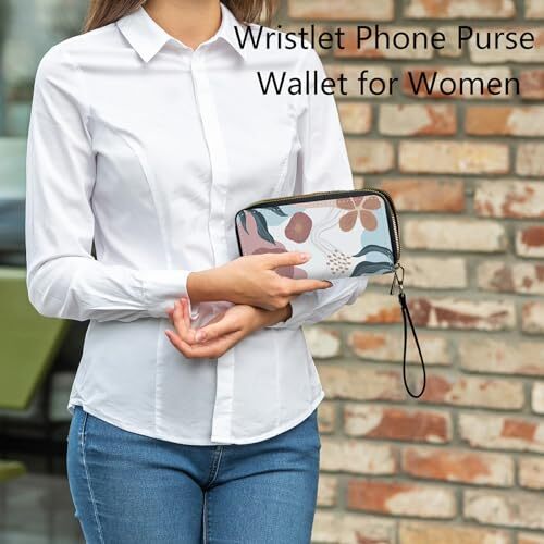 Womens Wristlet Wallets Large Capacity Card Holder Cash Pocket Zip Around Top
