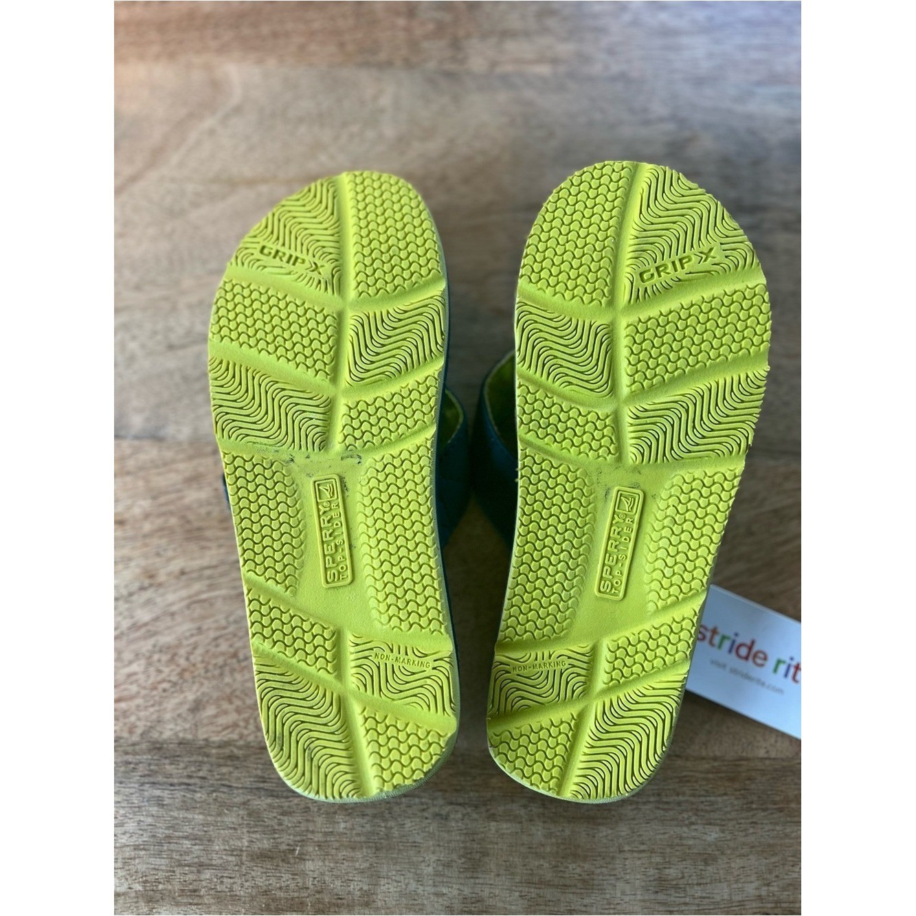 Sperry Navy & Neon Yellow Logo Flip Flops