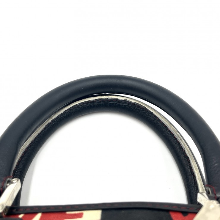 LOEWE Amazona 28 Hand Bag Red Black Monogram Canvas Leather