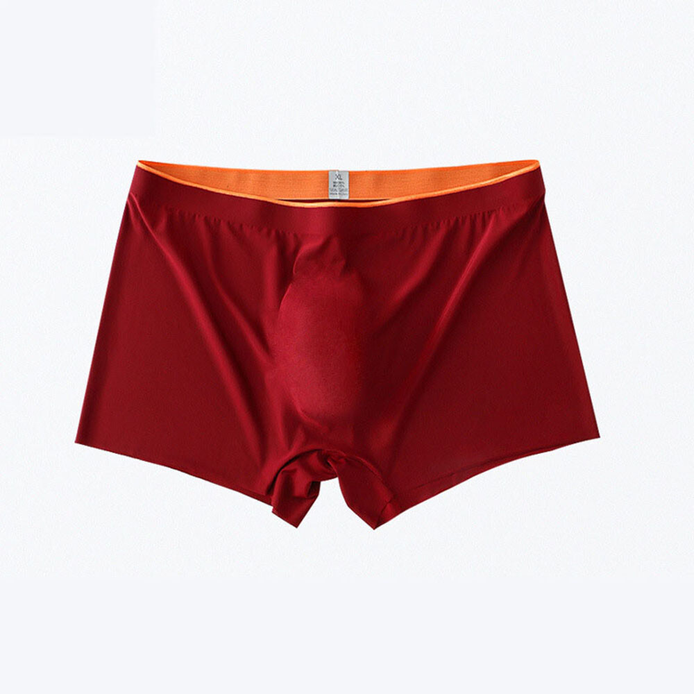 Men’s Ice Silk Seamless Boxer Briefs Pouch Underwear Shorts Trunks Underpants