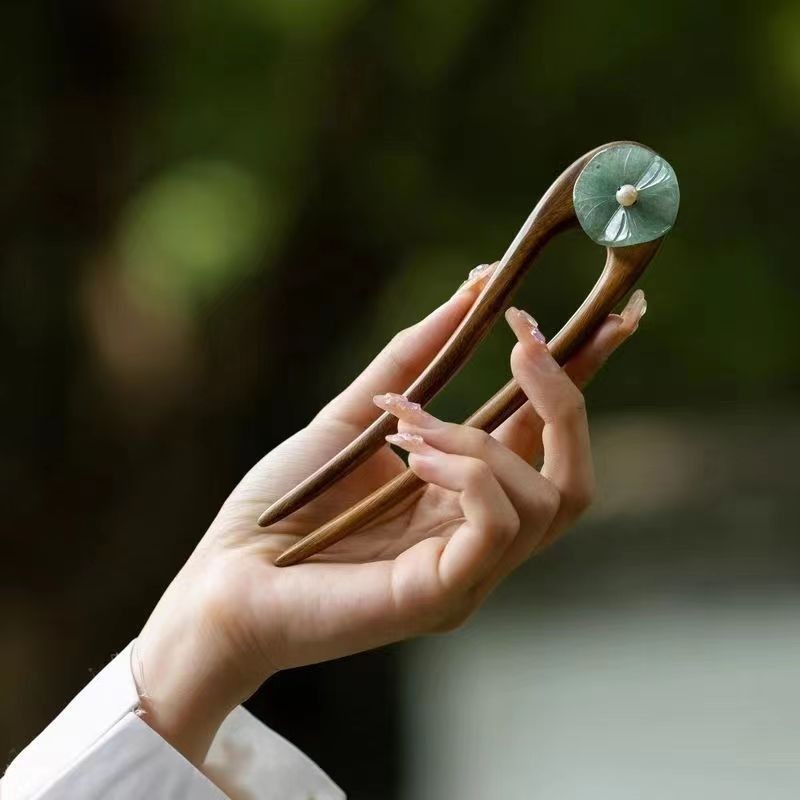 Chinese U Shape Double Hairpin Elegant Vintage Simple Style Hair Stick Women