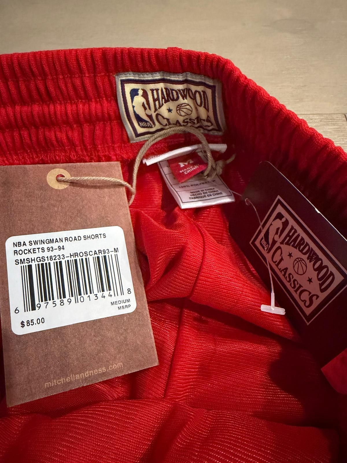 Mitchness & Ness Houston Rockets 93-94 Red Swingman Basketball Shorts Medium $85