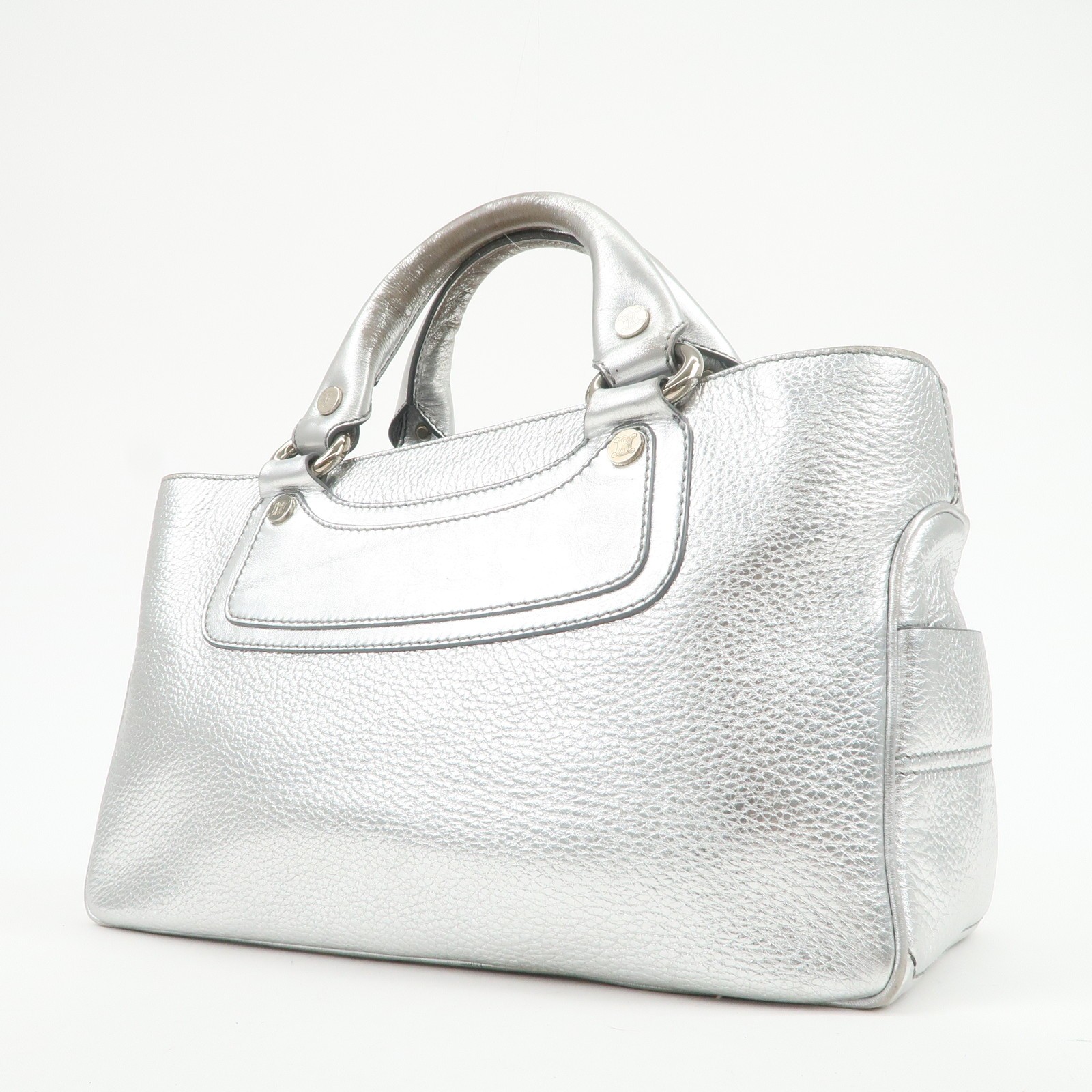 CELINE Leather Boogie Bag Hand Bag Tote Bag Silver Authentic Used F/S