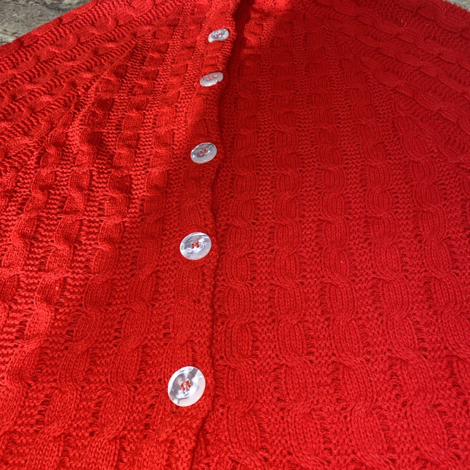 Montgomery Ward Button Up Acrylic Knit Poncho Fringe Red Vtg 70’s Sweater