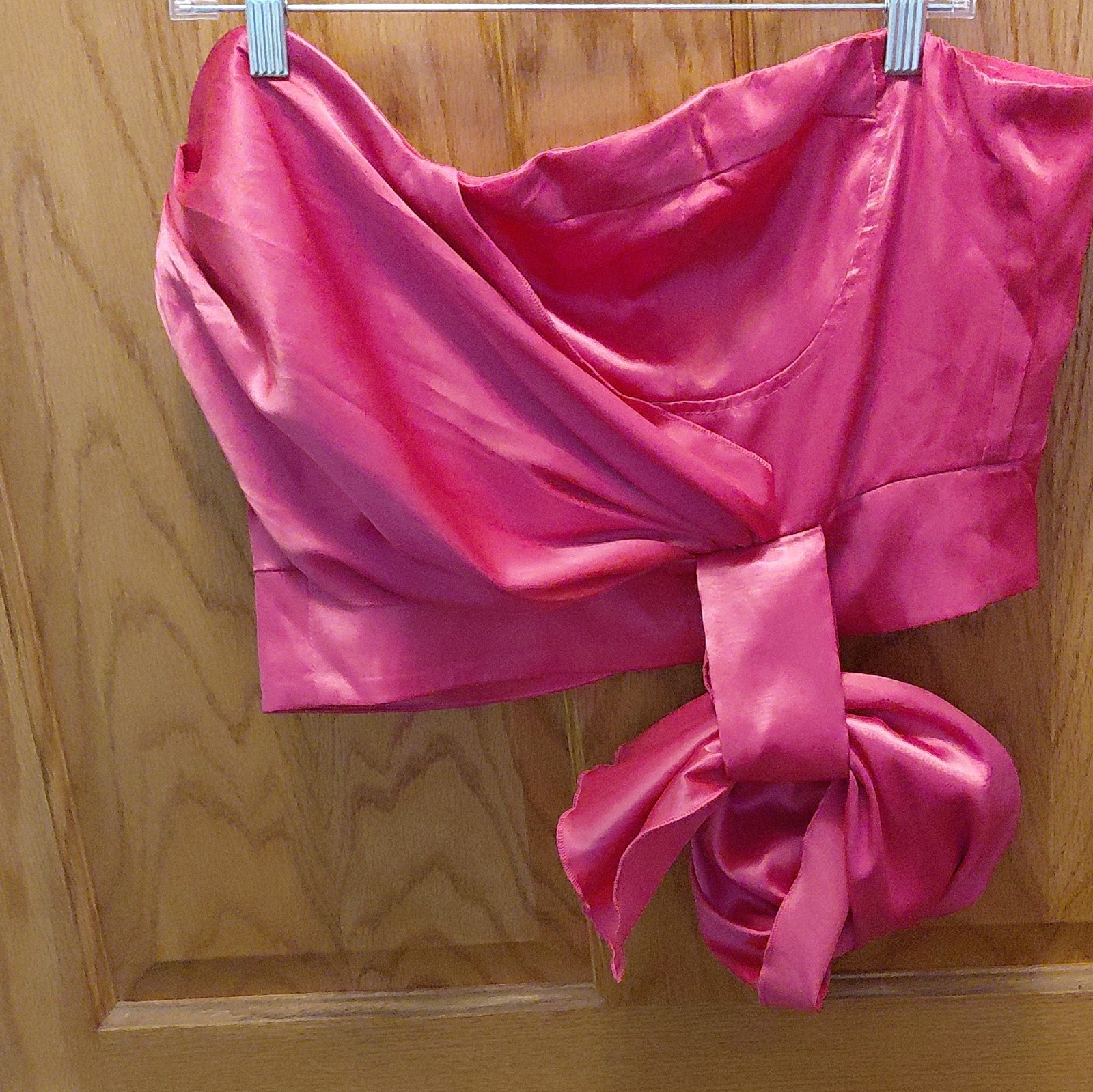 FOREVER 21 Fushia Strapless Crop Top Bow Accent Women’s XL