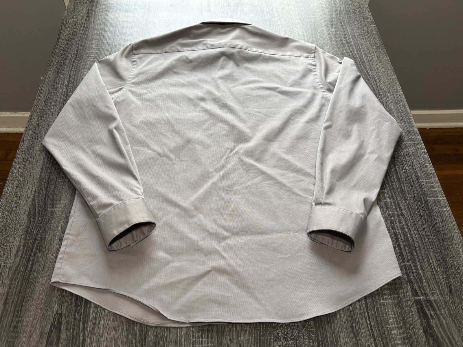Van Heusen Stain Shield Stretch Dress Shirt Gray Reg Fit 16-16 1/2 34/35