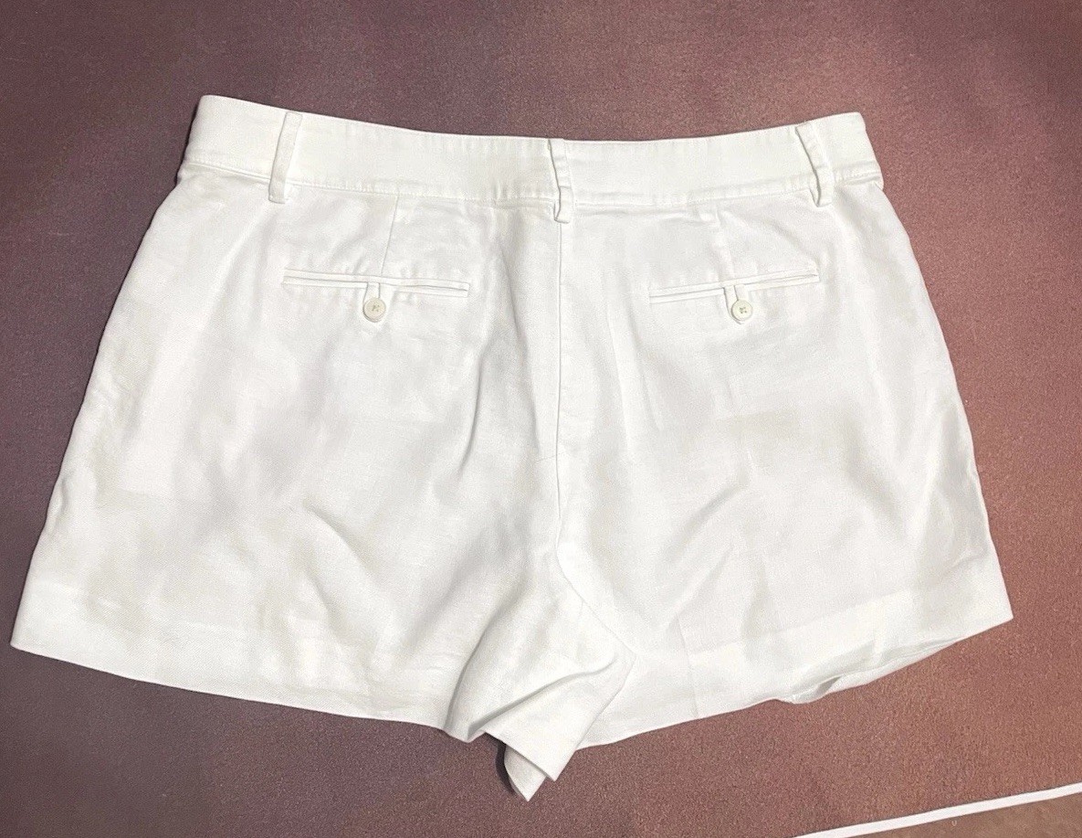 J. Crew 4” Harbor Linen Blend White Shorts Size 16 Summer Casual Travel Beach
