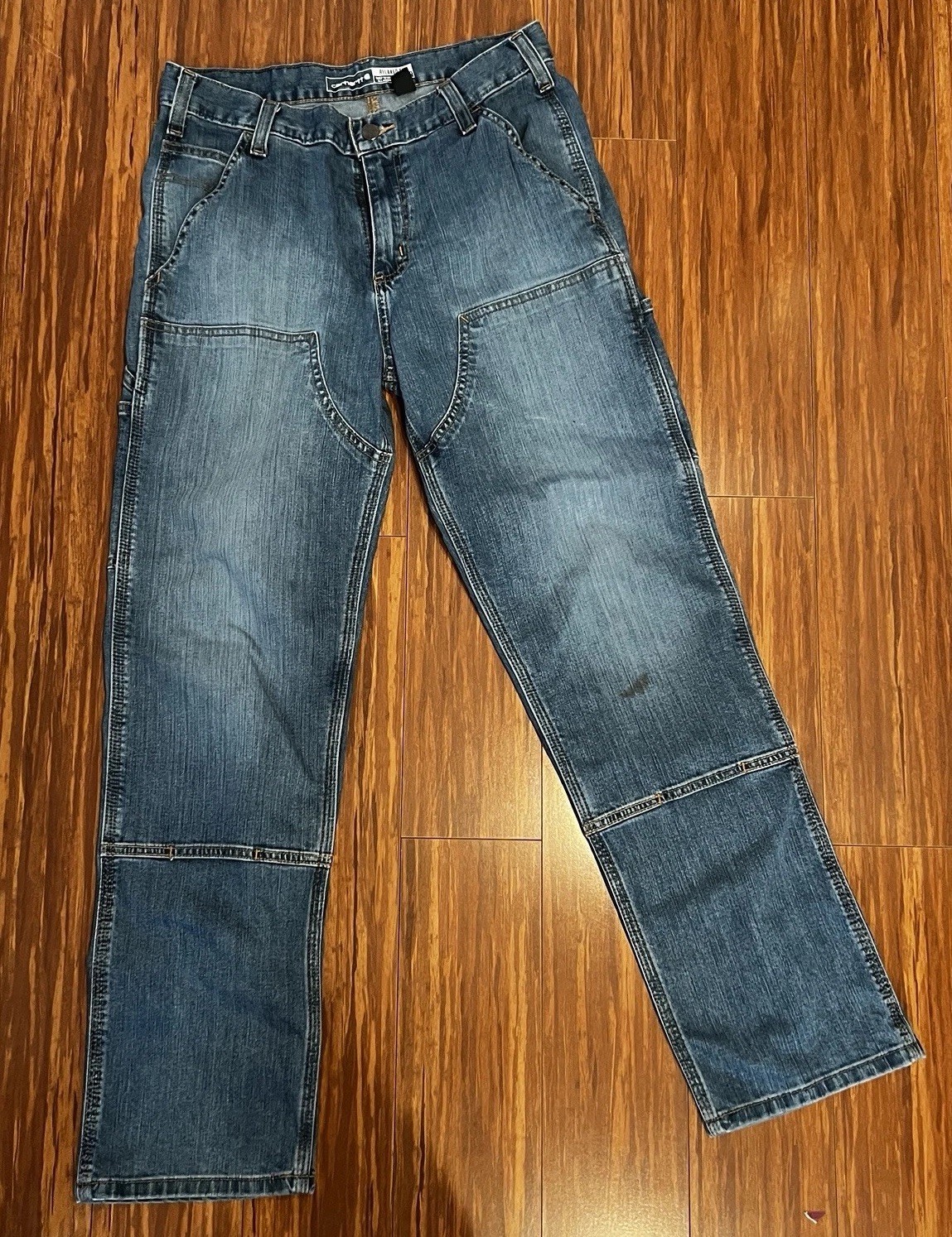 Carhartt 31x 30 Rugged Flex Relaxed Fit Double Knee Front Jeans Blue BD3329-M