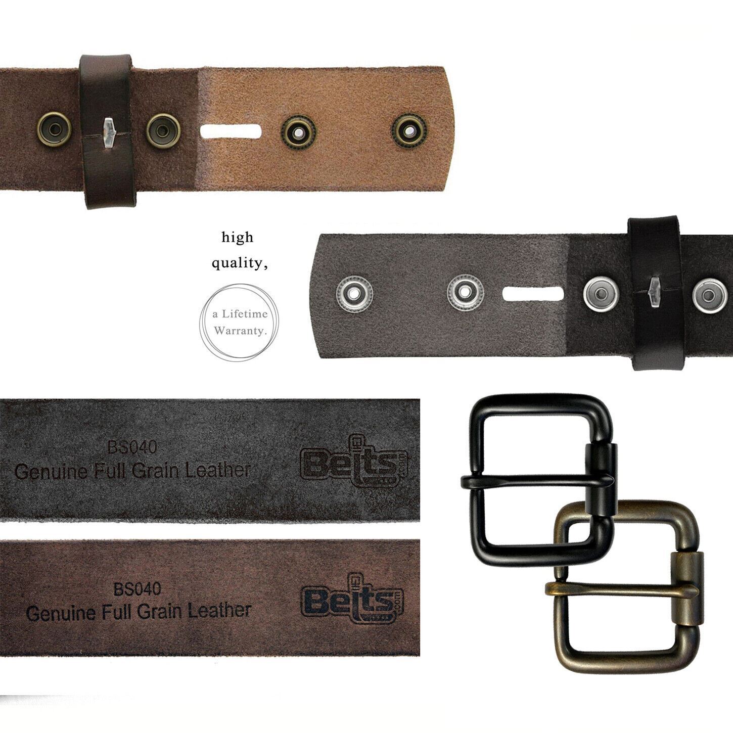One Piece Genuine Full Grain Leather Casual Jean Belt 1-1/2″ (38mm) Wide