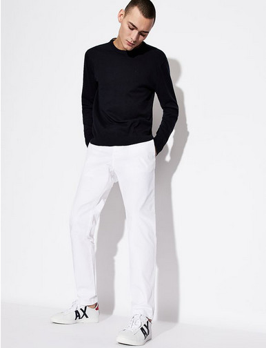 Armani Exchange Men’s Slim-Fit Cotton Chino Pants,White, 31 R .