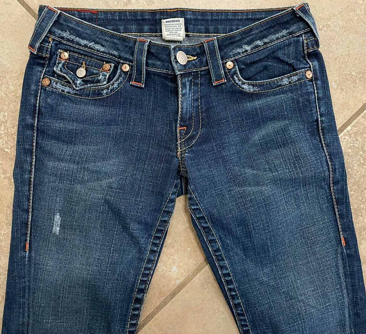 True Religion Jeans Bridget Stone & Tint Low Rise Made In USA 29 Twisted Flare