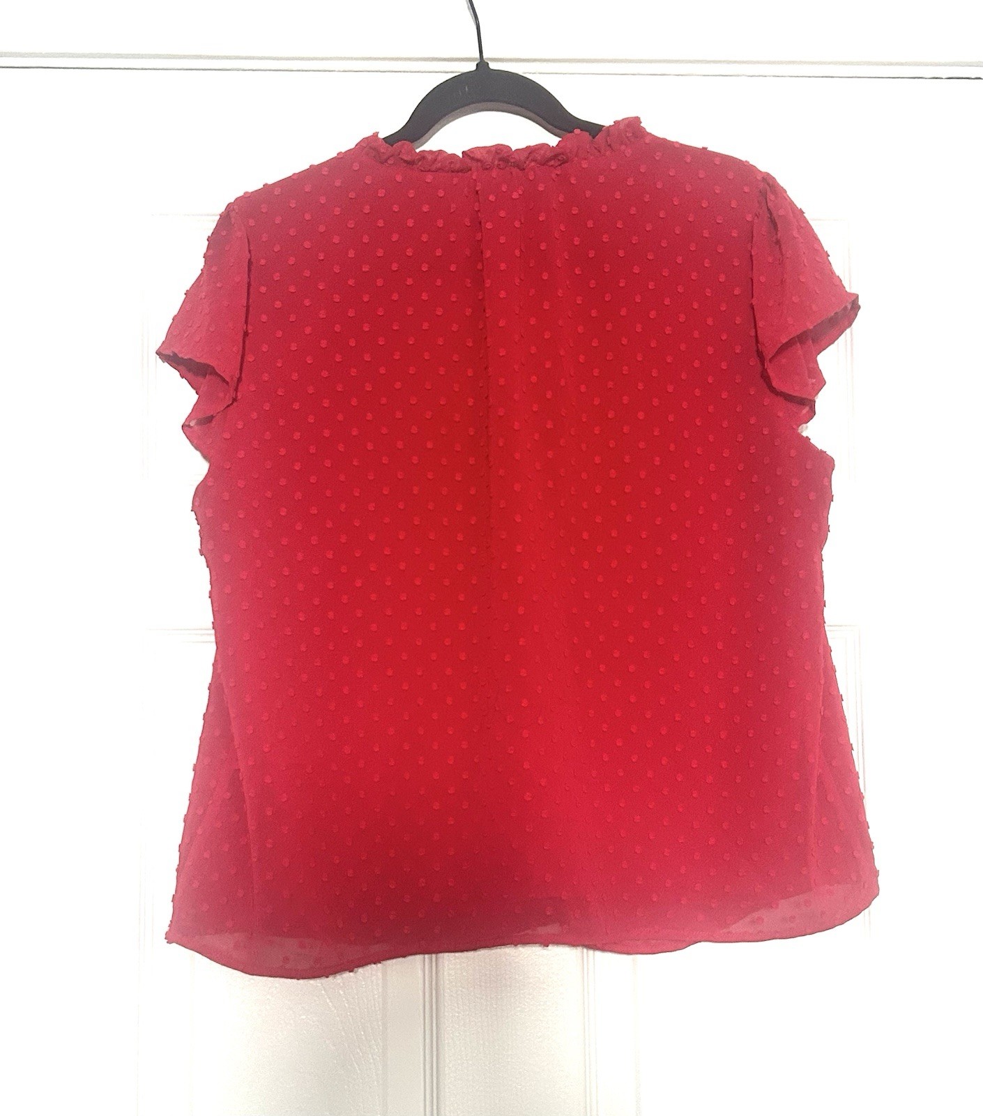 J.Crew Swiss Dot Ruffle Flutter Sleeve Blouse L Pink Romantic Cottagecore Boho
