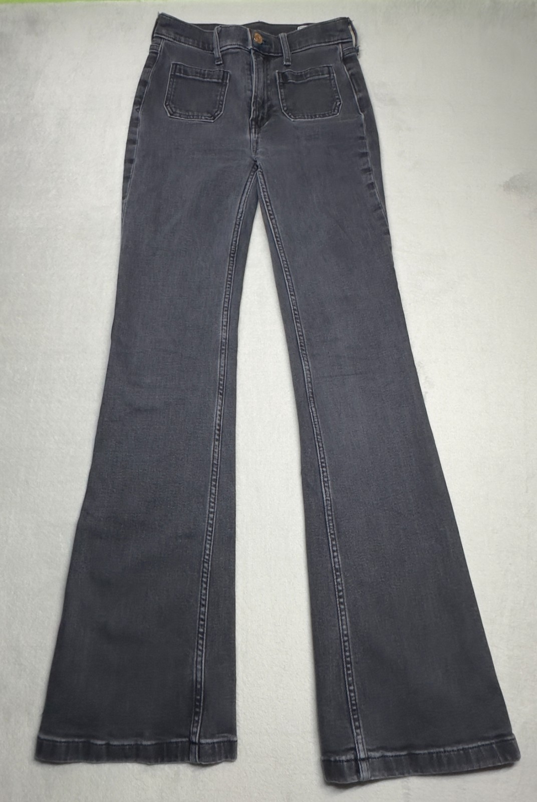 Gap Womens Black 70s Flare High Rise Patch Pocket Denim Jeans 24 00R