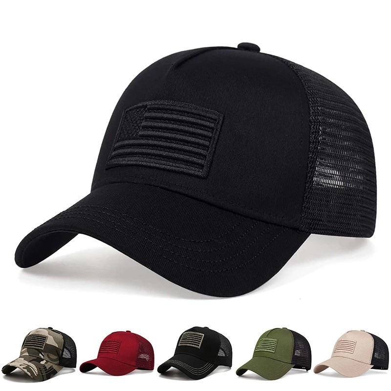 USA American Flag Grey Gray Black Patch Adjustable Embroidered Cap Hat