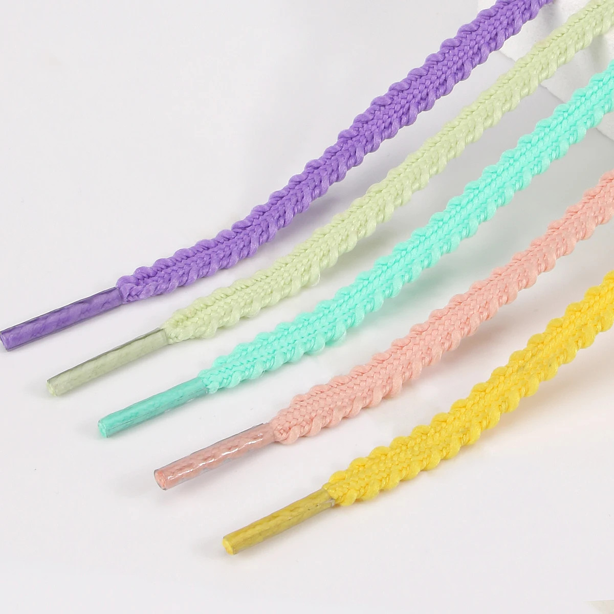 1 Pair Flat Wheat Ears Shoelaces, 0.7mm Solid Color Gear-shaped Braided Shoe Str