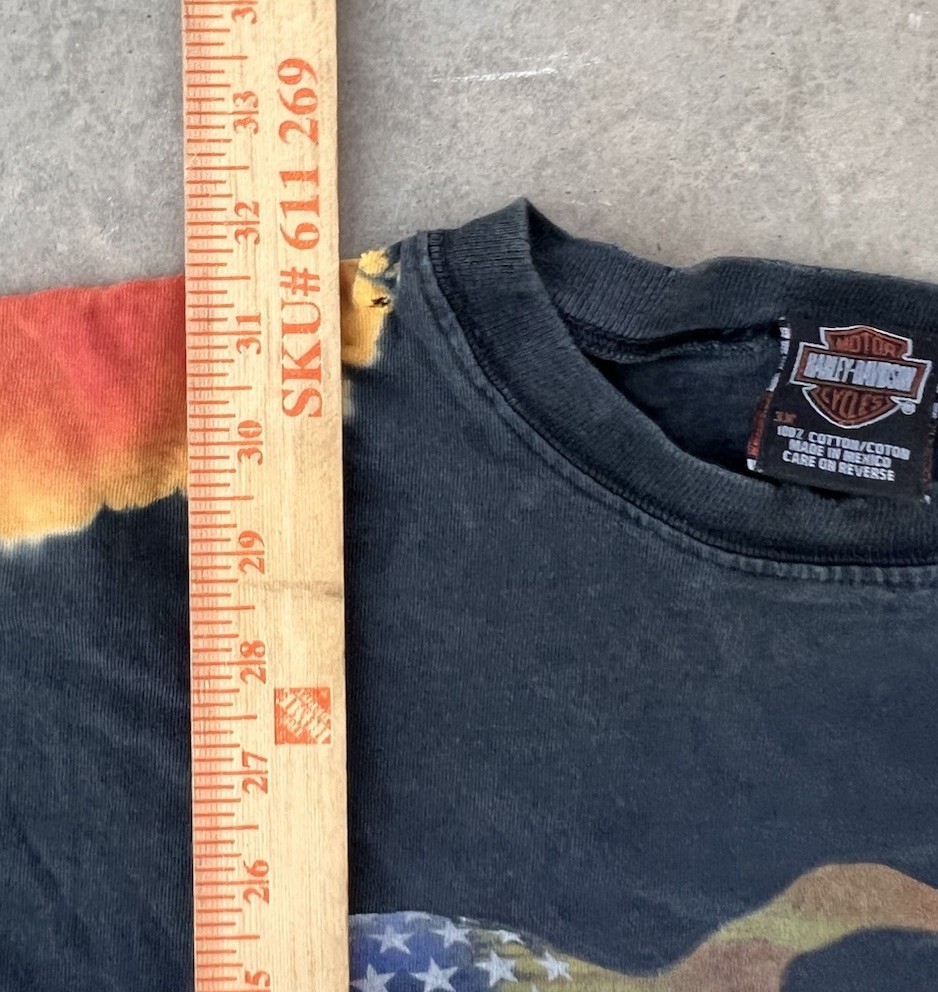 Vintage Harley Davidson Shirt 3XL Long Fire Flames Custom Cuffs DISTRESSED