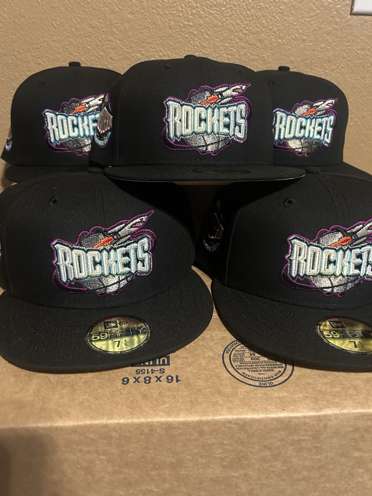 Houston Rockets🔥NewEra 59Fifty Sz. 7 1/4 Blk Purple Prime Edition Limited*Rare*