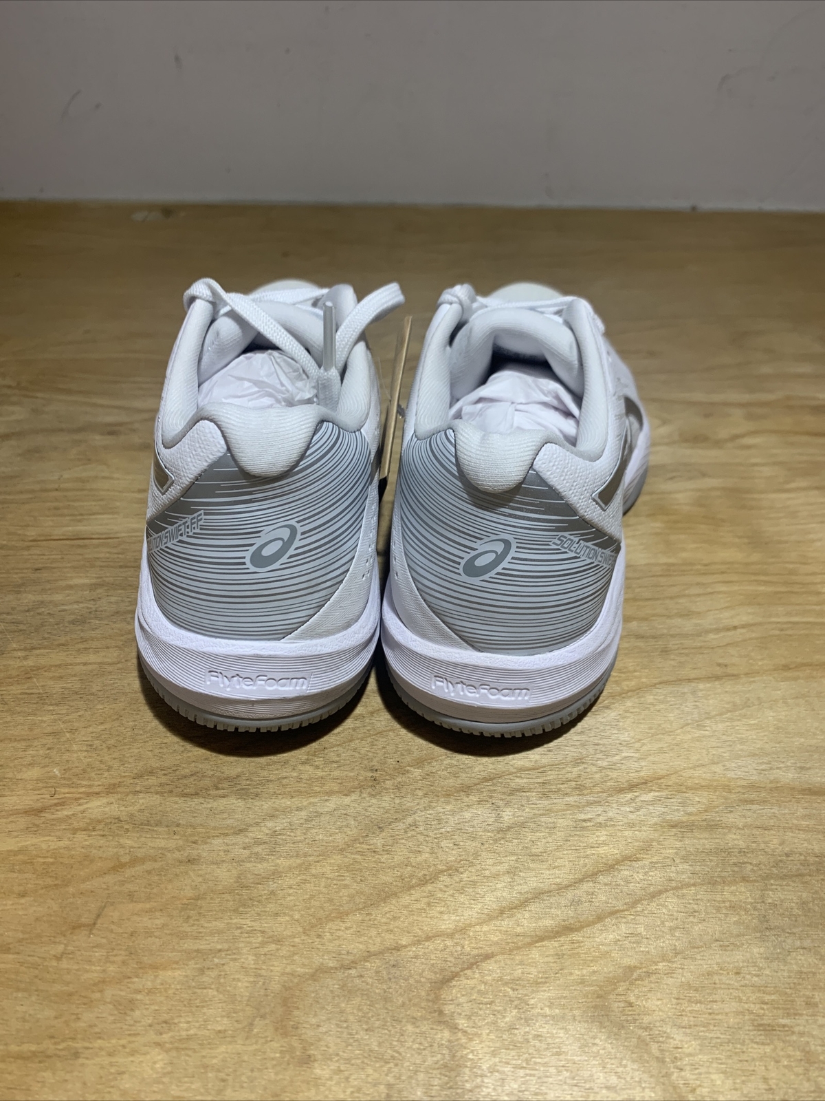 Size 8.5 B- Asics Solution Swift FF Tennis Shoes Womens White/Pure Silver