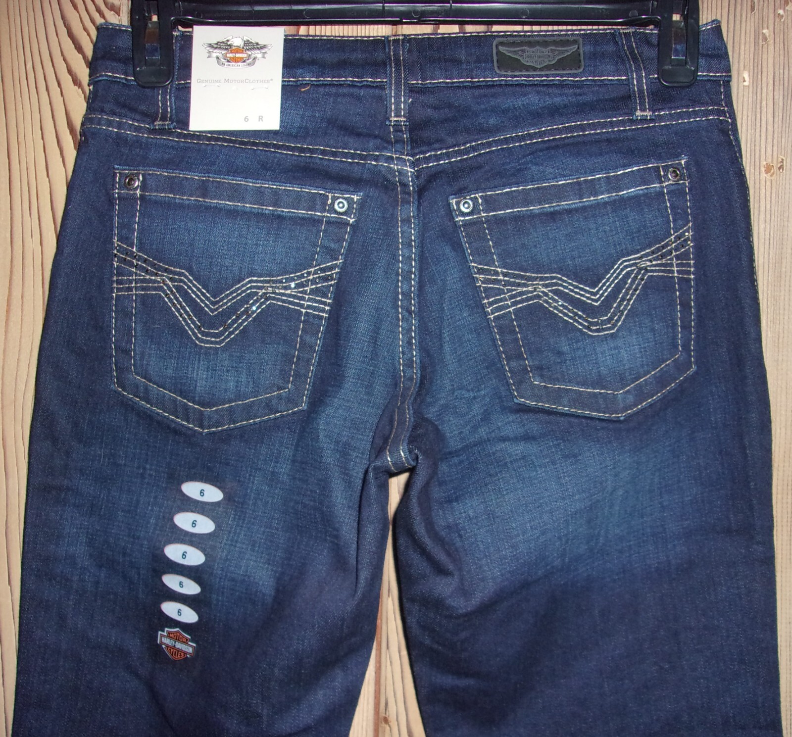 Harley-Davidson Mid Rise Bootcut Embellished Stretch Jeans Size: 6 Reg NWT