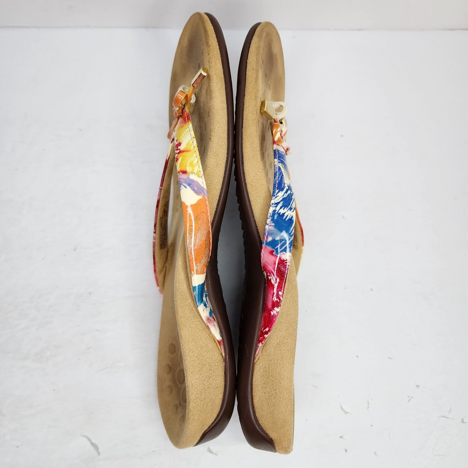 Vionic Bella II Sandal Womens 8 Multi Color Floral Orthotic Bow Flip Flop Thong