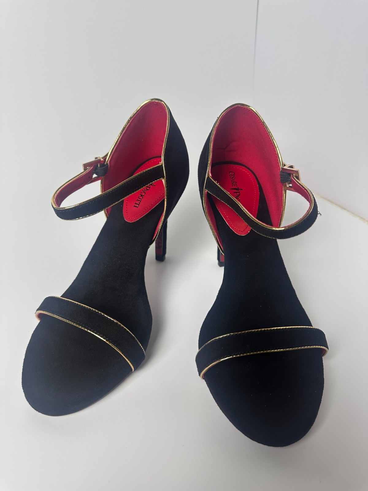 Cesare Paciotti Ankle Strap Dagger Heels EU 39 Gold Swords (Read Description)