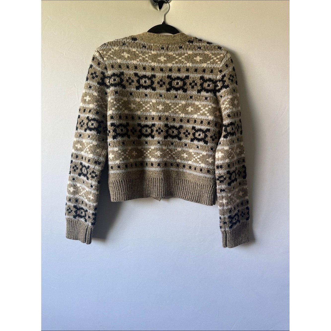 Marled Neutral and Navy Fair Isle Cardigan