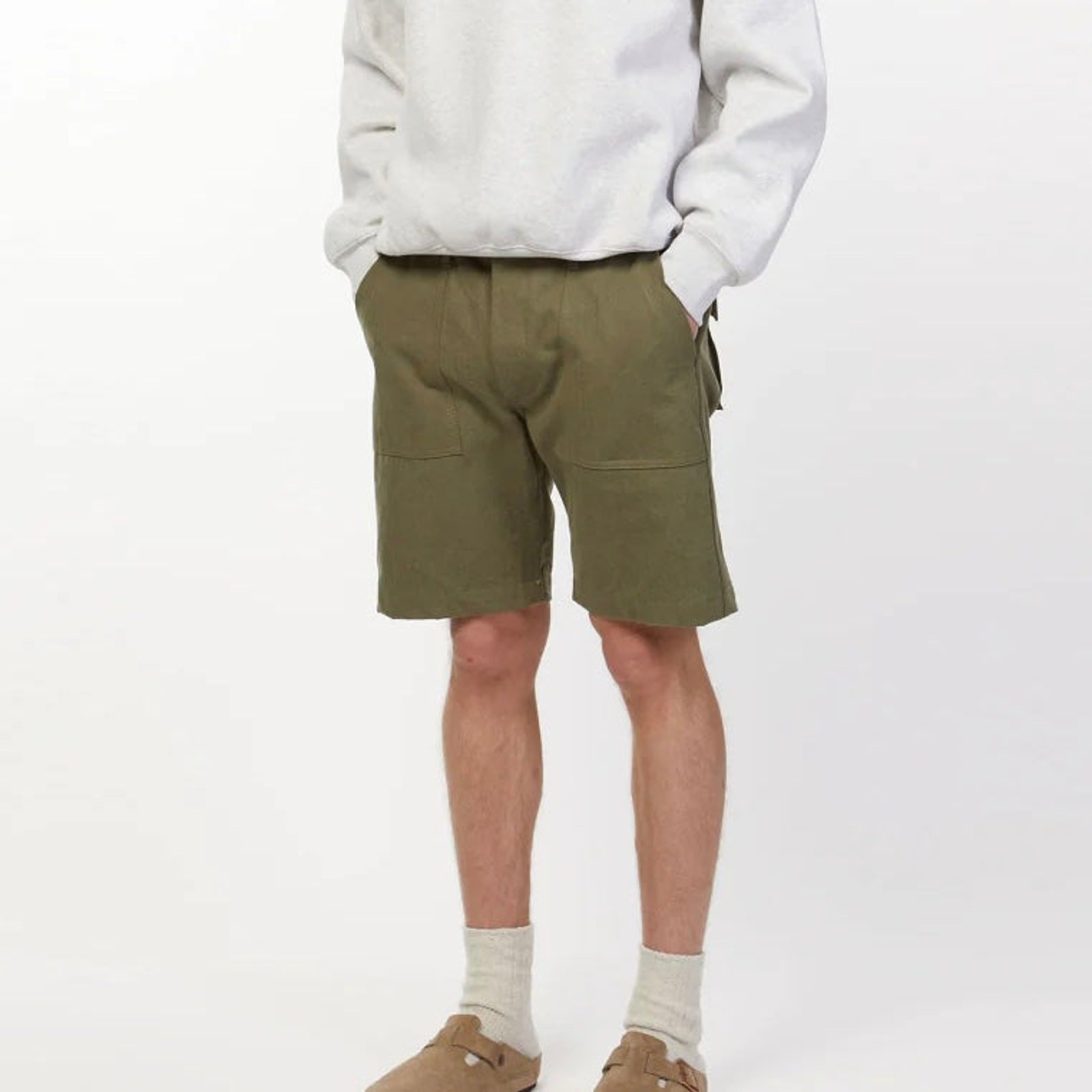 3sixteen Fatigue Washed Olive HBT Shorts 34 NEW Green Herringbone Twill Military