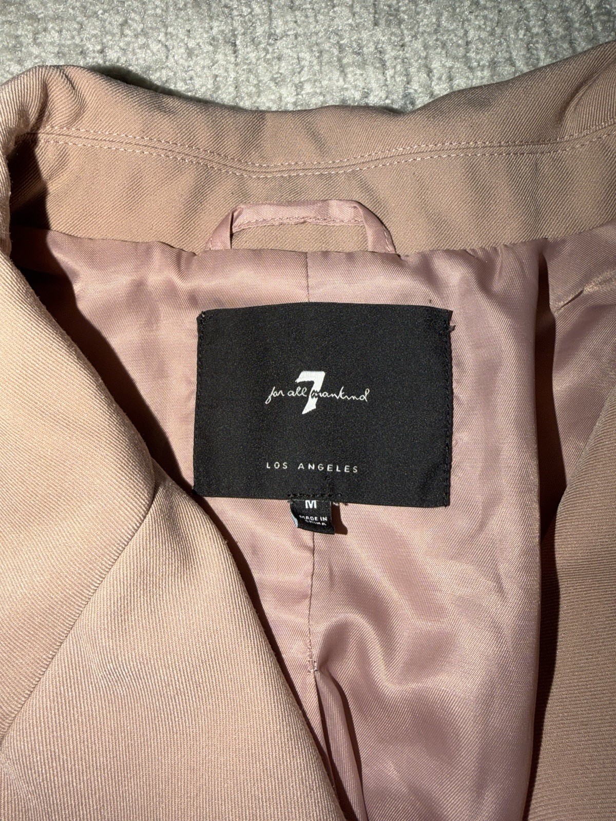 7 For All Mankind Los Angeles Pink Cropped Lined Blazer Jacket | Size M