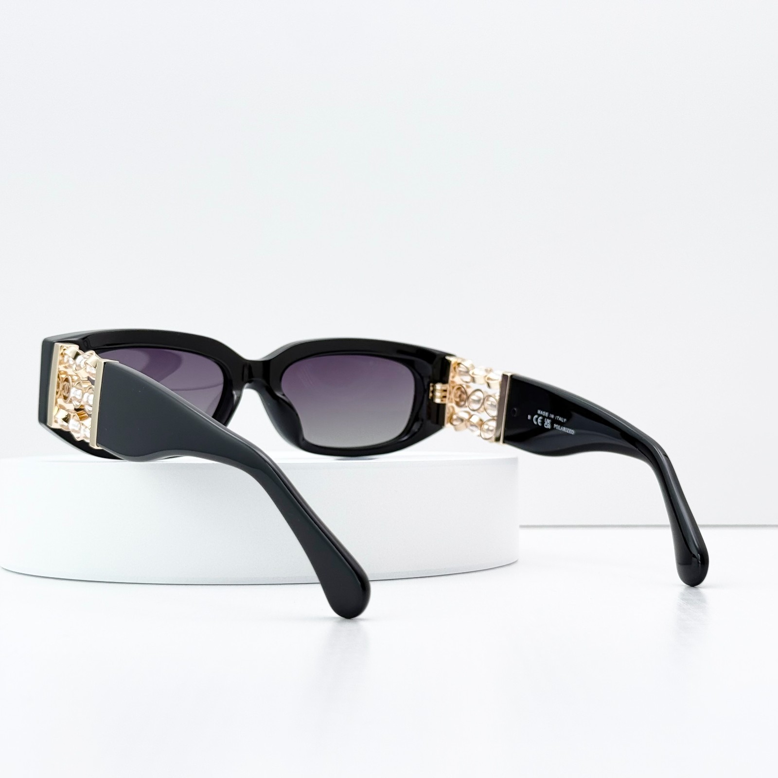 Chanel CH5544-A Sunglasses Black Frame Gray Lens Rotating Beads